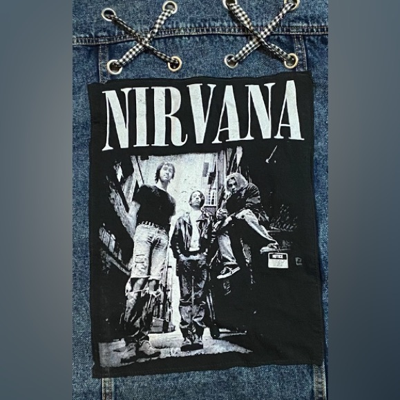 Nirvana Blue Denim Jacket with Rock Patches - Picture 1 of 5